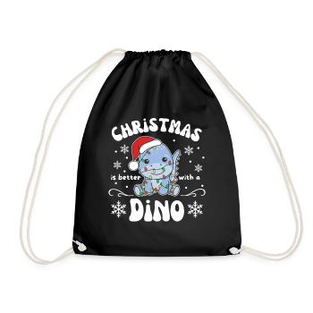 Weihnachten ist besser mit einem Dino - Turnbeutel - Schwarz - Vorne
