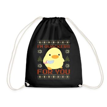 Duck with Knife Meme - Quackers Ugly Christmas - Drawstring Bag - black - Front