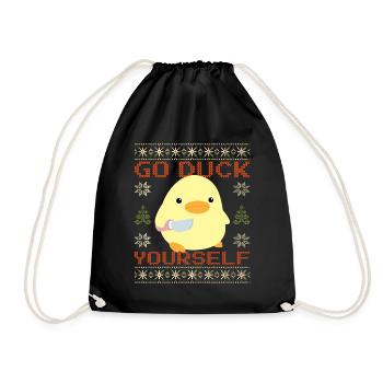 Duck With Knife Meme Duck Yourself Ugly Christmas - Drawstring Bag - black - Front
