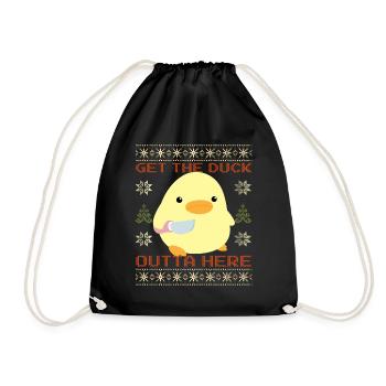 Duck with Knife Meme - Get the Duck Ugly Christmas - Drawstring Bag - black - Front