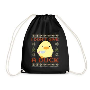 Duck With Knife Meme Don't Give a Duck Christmas - Drawstring Bag - black - Front
