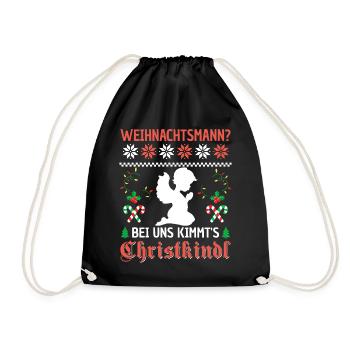 Christkindl Bayern Weihnachten Spruch Witzig - Turnbeutel - Schwarz - Vorne