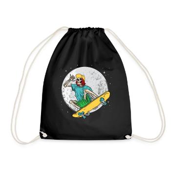 Skateboarding Skeleton Extreme Sports Skating - Drawstring Bag - black - Front