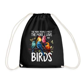 Funny Birds Ornithology Birding Bird Watching - Drawstring Bag - black - Front