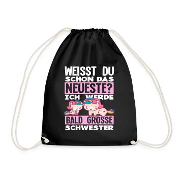 Ich werde Bald große Schwester Geburt Schwanger - Turnbeutel - Schwarz - Vorne