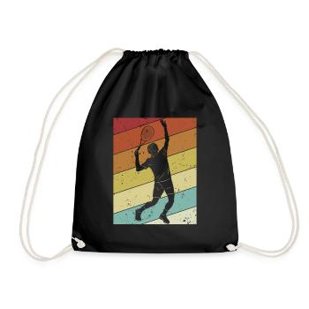 Retro Tennis Racket Tennis Coach Tennis Player - Drawstring Bag - black - Front