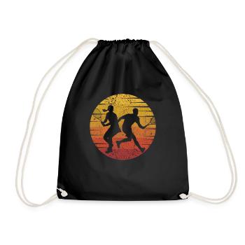 Retro Tennis Coach Tennis Player Tennis Racket - Drawstring Bag - black - Front