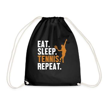 Eat Sleep Tennis Repeat Tennisschläger - Turnbeutel - Schwarz - Vorne