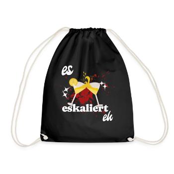 "Es eskaliert eh" Party Kostüm für Mädelsabend - Turnbeutel - Schwarz - Vorne