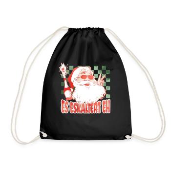"Es eskaliert eh" Party Kostüm für Weihnachten - Turnbeutel - Schwarz - Vorne