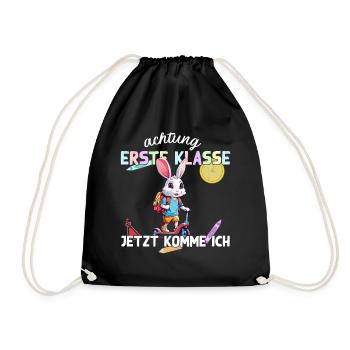 Schulkind Hase Erste Klasse Einschulungsdesign - Turnbeutel - Schwarz - Vorne