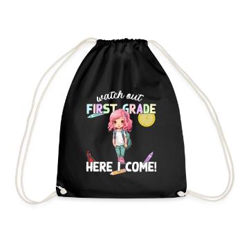 Funny Elementary School Girl School Enrollment Saying - Drawstring Bag - black - Front
