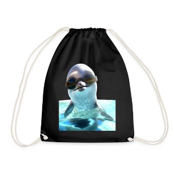 Dolphin Sunglasses Love Dolphins Cute Dolphin - Drawstring Bag - black - Front
