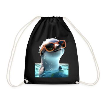Dolphin Sunglasses Love Dolphins Cute Dolphin - Drawstring Bag - black - Front