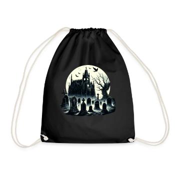 Enigmatic Gothic Cemetery: Misty Moonlight - Drawstring Bag - black - Front