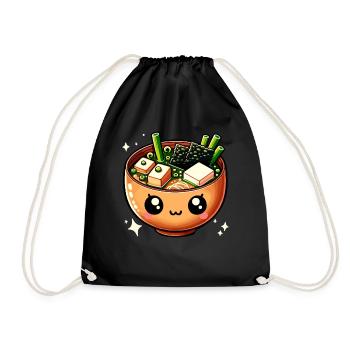 Miso-Suppe Kawaii Japanisches Essen - Turnbeutel - Schwarz - Vorne