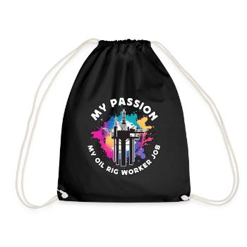Oil Rig Worker My Passion My Oil Industry Oilfield - Drawstring Bag - black - Front