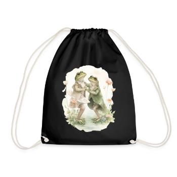 Cute Couple Dancing Frog Cottagecore Aesthetic Gob - Turnbeutel - Schwarz - Vorne