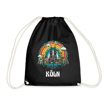 Köln Domstadt Kölner Dom Kölsch Karneval Alaaf Fun - Turnbeutel - Schwarz - Vorne