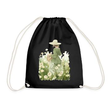 Countryside Girl Floral Cottagecore Aesthetic Wild - Turnbeutel - Schwarz - Vorne