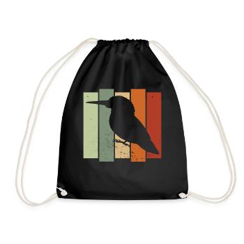 Kingfisher Retro Vogelbeobachtung Vogelbeobachter - Turnbeutel - Schwarz - Vorne