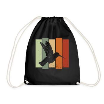 Kolibri Retro Vogelbeobachtung Vogelbeobachter - Turnbeutel - Schwarz - Vorne