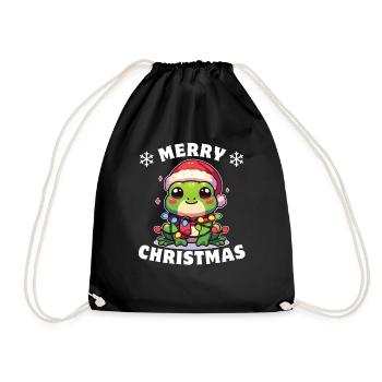 Père Noël chapeau Noël guirlandes lumineuses grenouille - Sac de sport léger - noir - Devant