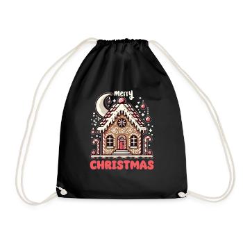 Christmas Gingerbread House Merry Christmas - Drawstring Bag - black - Front