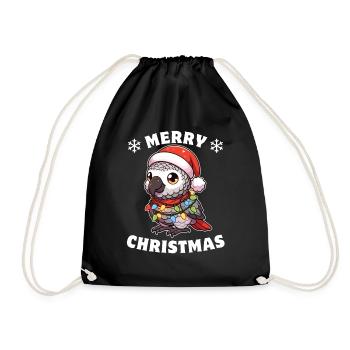 Noël guirlandes lumineuses perroquet gris - Sac de sport léger - noir - Devant