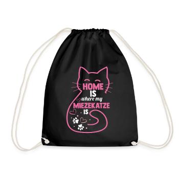 Katze Miezekatze Katzenliebhaber Katzenbesitzer Ka - Turnbeutel - Schwarz - Vorne
