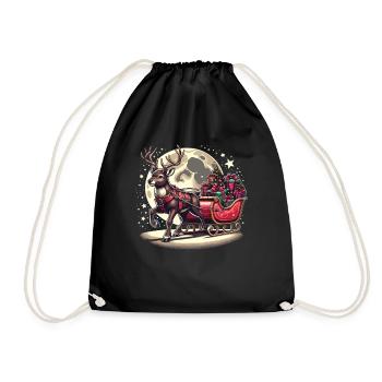 Reindeer Christmas Sleigh Gifts Christmas - Drawstring Bag - black - Front