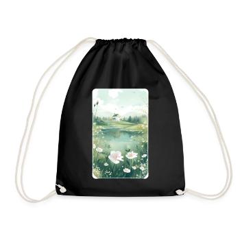 Cottagecore Botanical Countryside Pond Naturecore - Turnbeutel - Schwarz - Vorne
