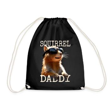 Squirrel Daddy Eichhörnchen Papa Vatertag Dad - Turnbeutel - Schwarz - Vorne