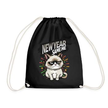 Nouvel An Same Me : Pyjama Bonne Année Chat En Colère - Sac de sport léger - noir - Devant