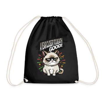 Plus près de la mort - Pyjama Angry Cat Happy New Year - Sac de sport léger - noir - Devant
