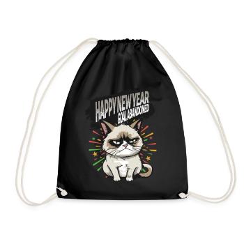 Goal abandoned - Angry Cat Happy New Year Pajamas - Turnbeutel - Schwarz - Vorne
