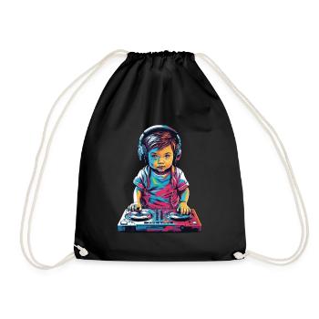 DJ Vaporwave Music Aesthetic Party Design - Drawstring Bag - black - Front