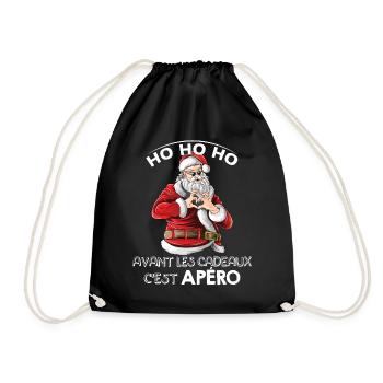 HO HO HO PULL MOCHE NOËL APÉRO CADEAUX FAMILLE - Sac de sport léger - noir - Devant