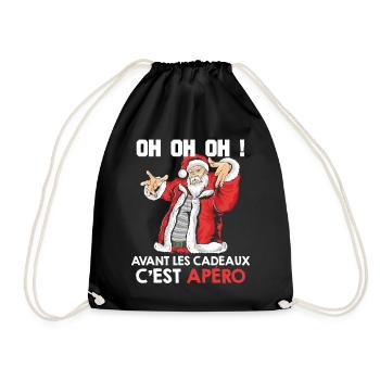 OH OH OH Cadeaux Apéro Humour Noël Famille Pull - Sac de sport léger - noir - Devant
