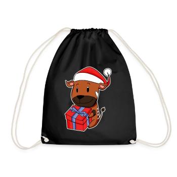 Antilope avec chapeau de Père Noël - Sac de sport léger - noir - Devant