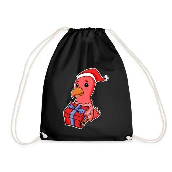 Poulet avec bonnet de Père Noël et cadeau de Noël - Sac de sport léger - noir - Devant