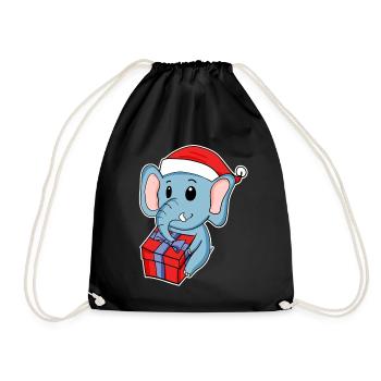Éléphant avec chapeau de Noël - Sac de sport léger - noir - Devant
