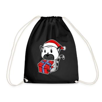 Lémurien avec le chapeau de Père Noël - Sac de sport léger - noir - Devant