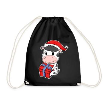 Vache avec chapeau de Noël Noël - Sac de sport léger - noir - Devant