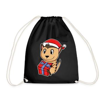 Suricate avec chapeau de Père Noël - Noël - Sac de sport léger - noir - Devant