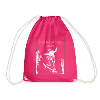 Skateboarding Chinese Hanzi Skatepark Skatergirl - Turnbeutel - Fuchsia - Vorne