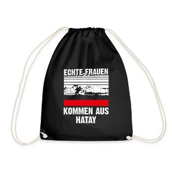 Hatay Frau Geschenk Spruch - Turnbeutel - Schwarz - Vorne