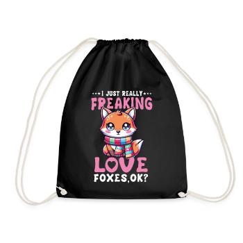 Renard kawaii avec écharpe I Just Freaking Love Foxes - Sac de sport léger - noir - Devant