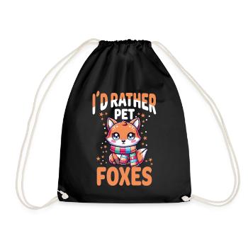 Charmant renard kawaii avec écharpe - je préfère caresser - Sac de sport léger - noir - Devant