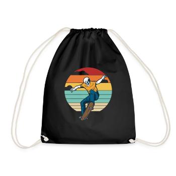 Retro Skatepark Skatergirl Skaterboy Skater - Turnbeutel - Schwarz - Vorne